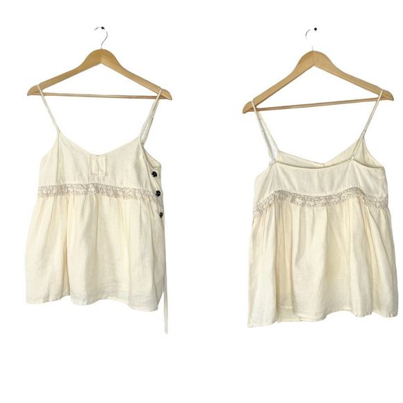 Anthropologie Easel Cream Linen Babydoll Tank Top And Skirt Coord Set - Picture 5 of 14